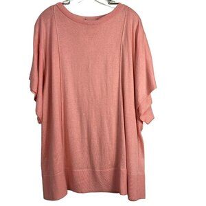 HALSTON Oversized Pleated Rounded Hem Blouse in Pastel Pink Size Large